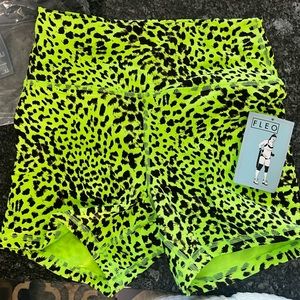 FLEO Shorts - True High Neon Green Leopard